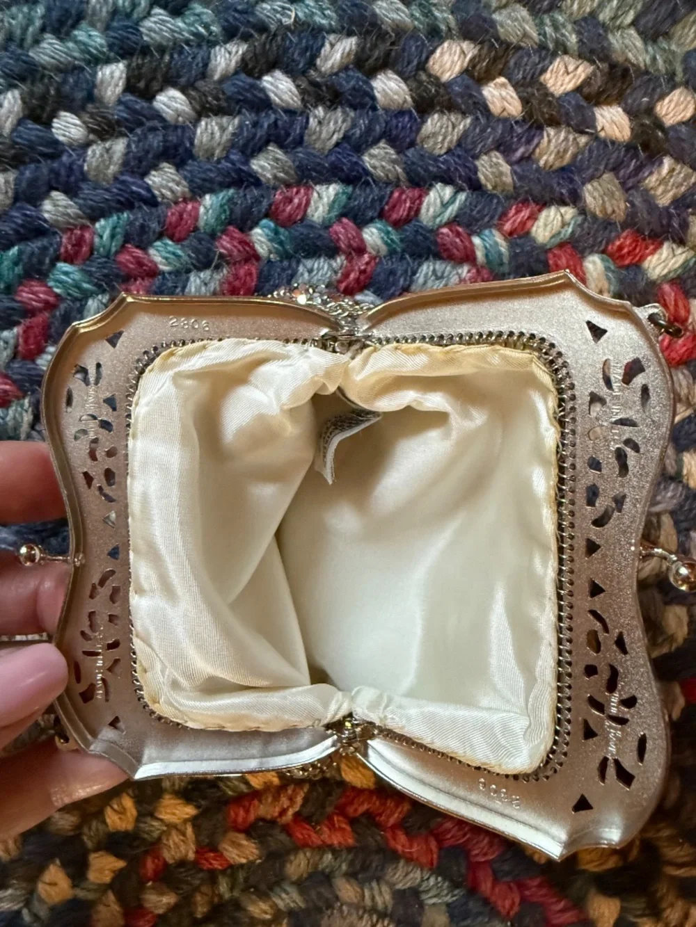 Antique silver clutch bag with original tag